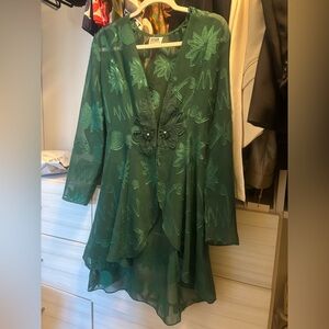 VIntage Green Floral Sheer Tunic